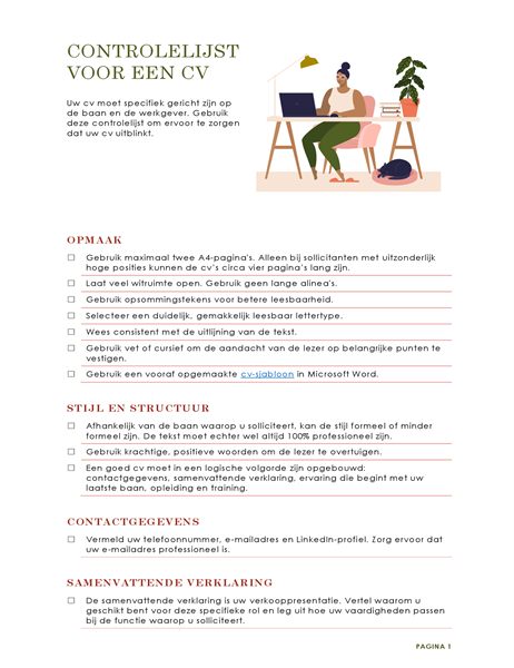 Controlelijst voor cv Controlelijst voor cv
