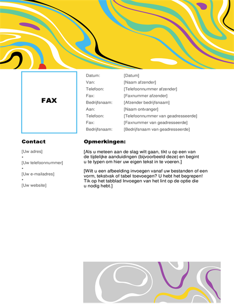 Wervelende kleuren faxvoorblad Wervelende kleuren faxvoorblad