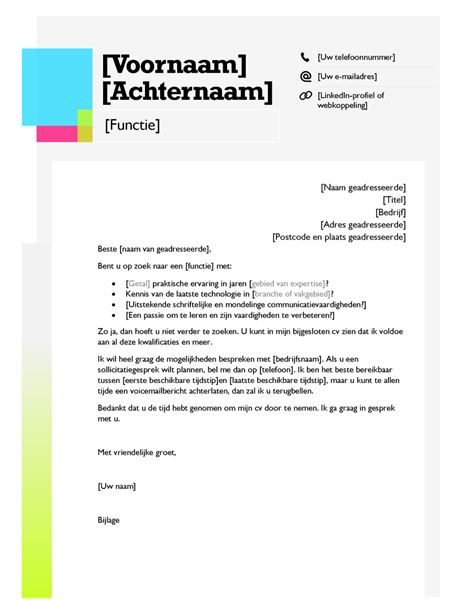 Sollicitatiebrief notitie Sollicitatiebrief notitie