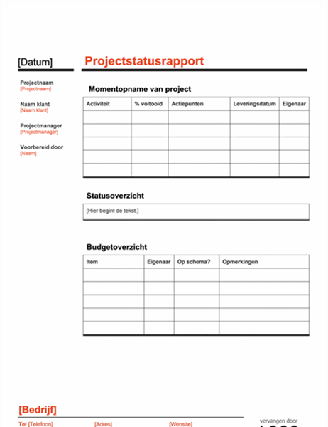 Projectstatus (rood) Projectstatus (rood)