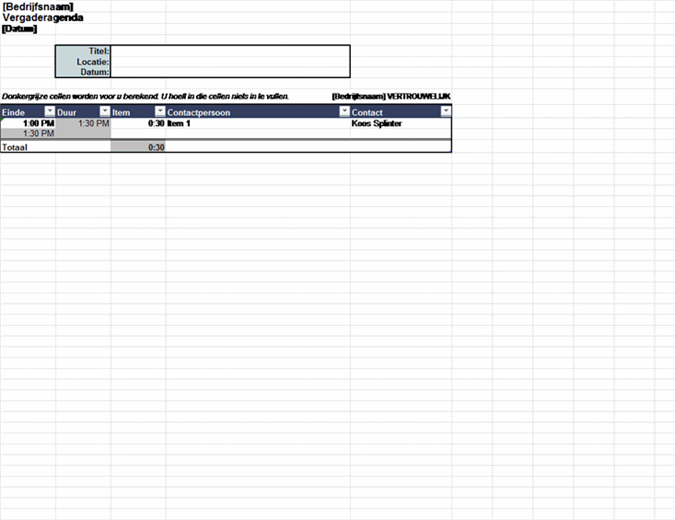 Automatisch aangepaste vergaderagenda Automatisch aangepaste vergaderagenda