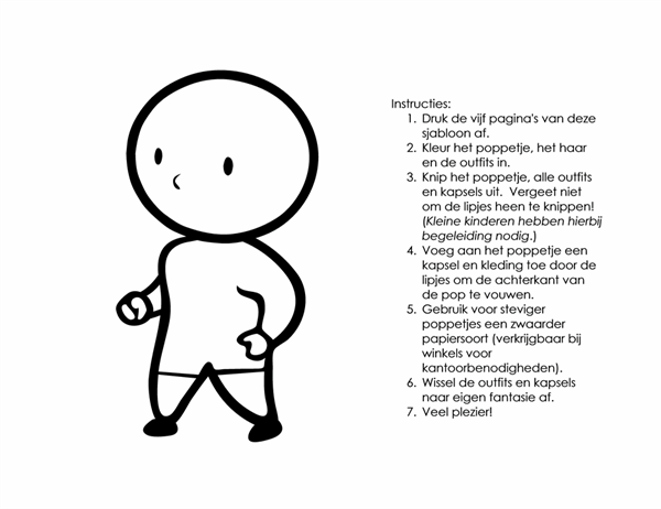 Papieren poppetjes (meisje, om in te kleuren) Papieren poppetjes (meisje, om in te kleuren)