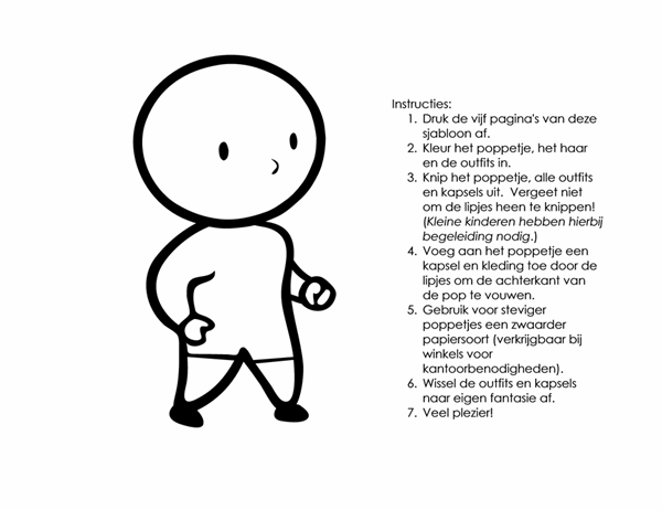 Papieren poppetjes (jongen, om in te kleuren) Papieren poppetjes (jongen, om in te kleuren)
