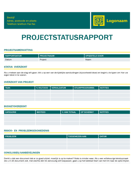 Projectstatusrapport Projectstatusrapport