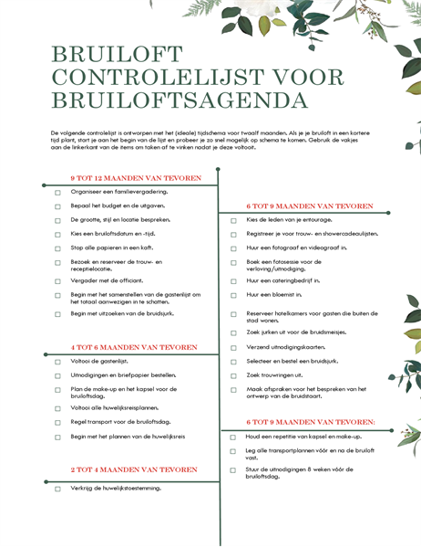 Controlelijst voor huwelijk (waterkleur) Controlelijst voor huwelijk (waterkleur)