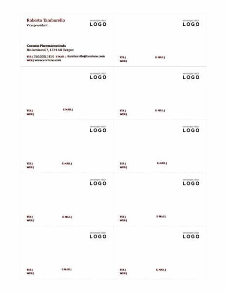 Visitekaartjes, horizontale indeling met logo, tekst links uitgelijnd Visitekaartjes, horizontale indeling met logo, tekst links uitgelijnd