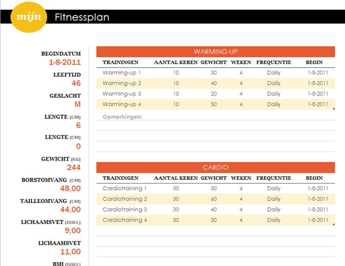 Fitnessplan Fitnessplan