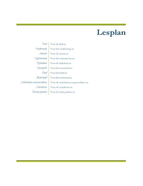 Lesplan van docent Lesplan van docent