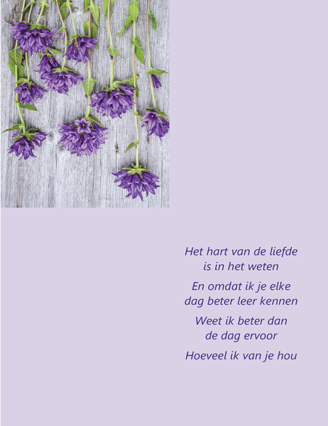 Valentijnskaart met poëzie (in vieren gevouwen) Valentijnskaart met poëzie (in vieren gevouwen)
