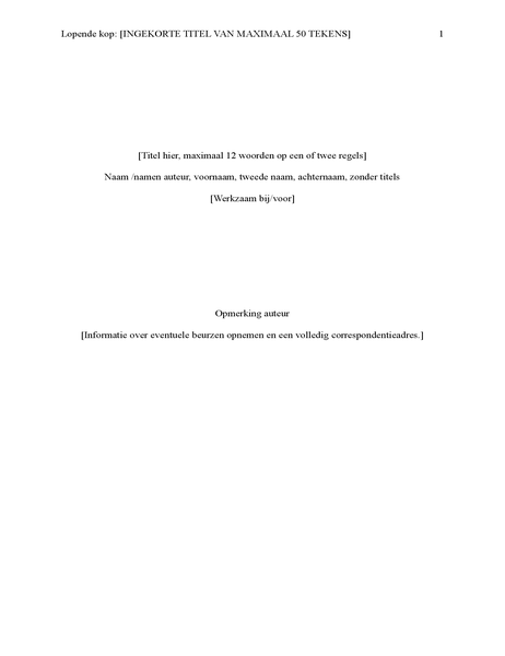 Rapport in APA-stijl (6e editie) Rapport in APA-stijl (6e editie)