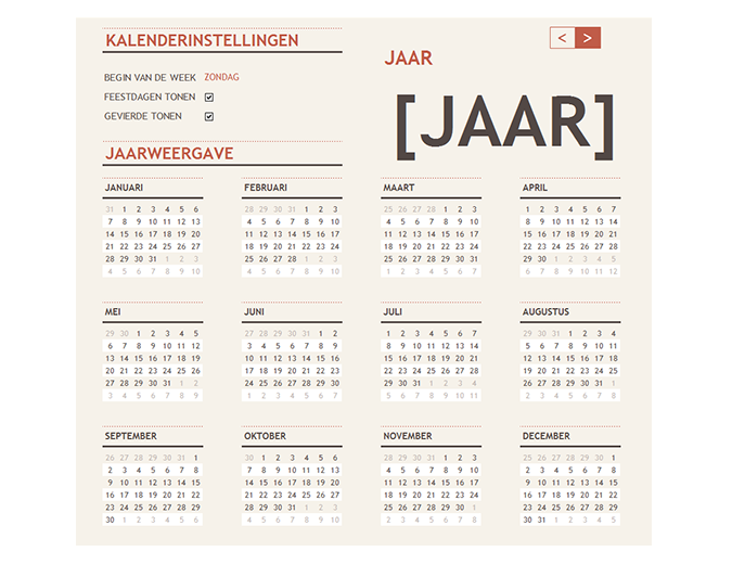 Kalender voor elk jaar met feestdagen Kalender voor elk jaar met feestdagen