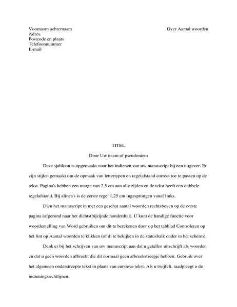 Story manuscript format Story manuscript format