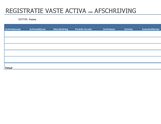 Registratie vaste activa met afschrijving Registratie vaste activa met afschrijving