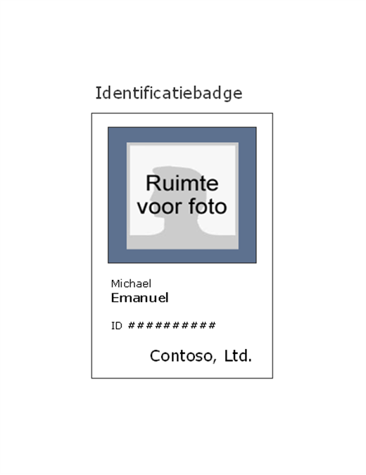 Employee badge Template. Employee ID badge. Portrait for badge.