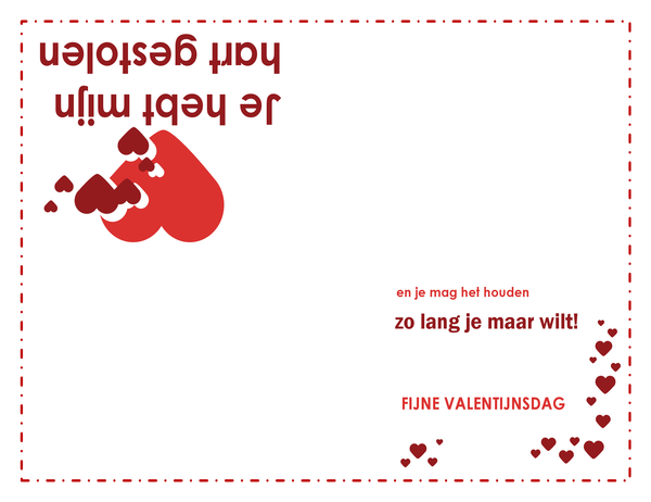 Valentijnskaart (met hart, in vieren gevouwen) Valentijnskaart (met hart, in vieren gevouwen)