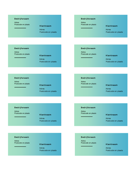 Verzendetiketten (groene kleurovergang, 10 per pagina, werkt met Avery 5163) Verzendetiketten (groene kleurovergang, 10 per pagina, werkt met Avery 5163)