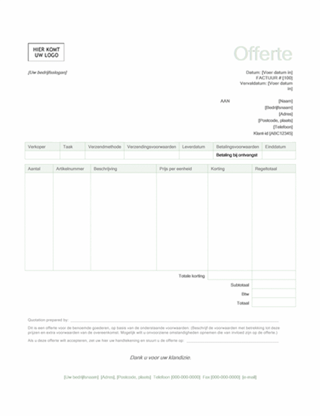 Orderfactuur met Microsoft Invoicing