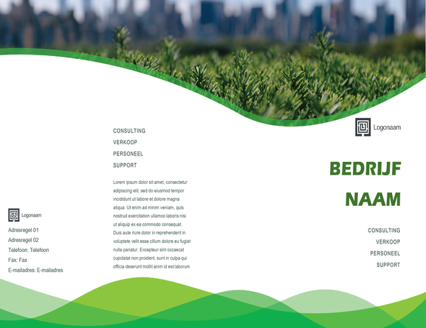 Bedrijfsbrochure (met groen golfontwerp, dubbelgevouwen) Bedrijfsbrochure (met groen golfontwerp, dubbelgevouwen)
