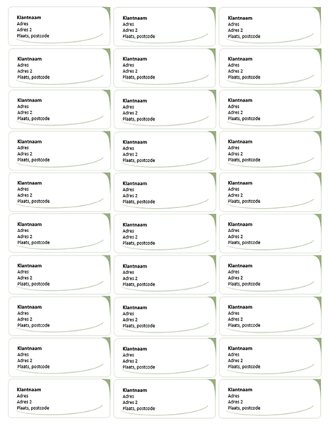 Adresetiketten (ontwerp Groene golf, 30 per pagina) Adresetiketten (ontwerp Groene golf, 30 per pagina)