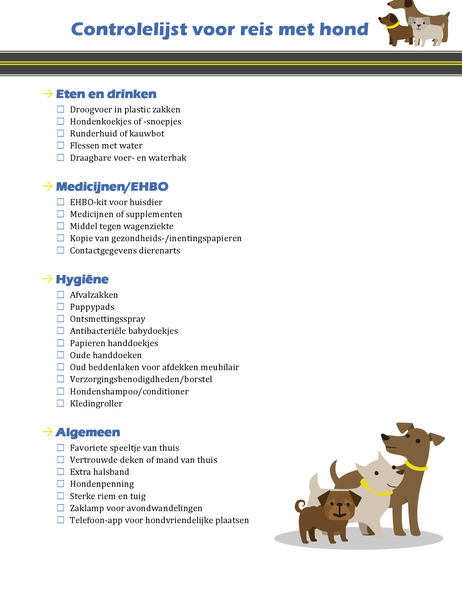 Controlelijst voor reis met hond Controlelijst voor reis met hond