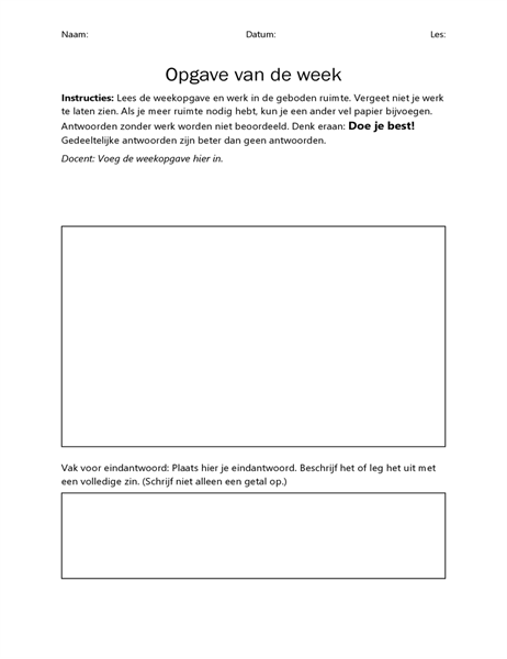 Opgave van de week Opgave van de week