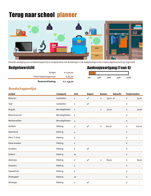 Terug naar school-planner
