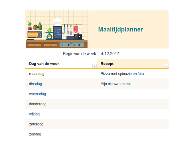 Betere Weekplanner voor maaltijden TF-19