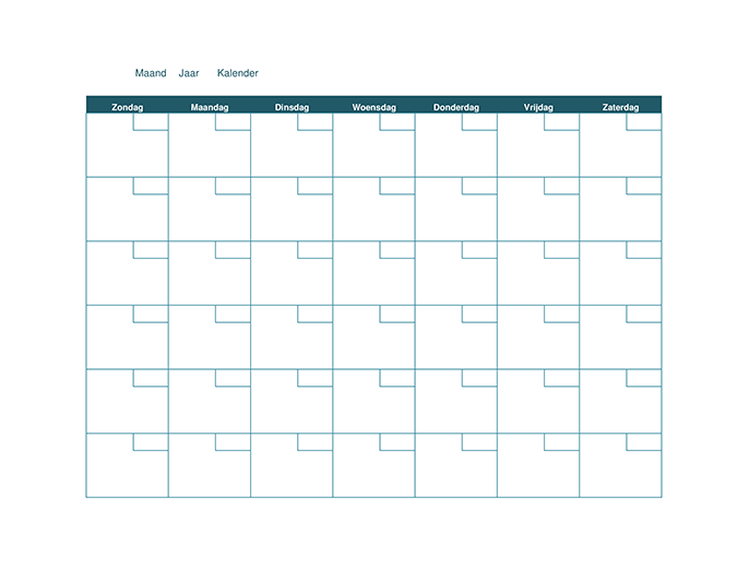 Lege maandkalender Lege maandkalender