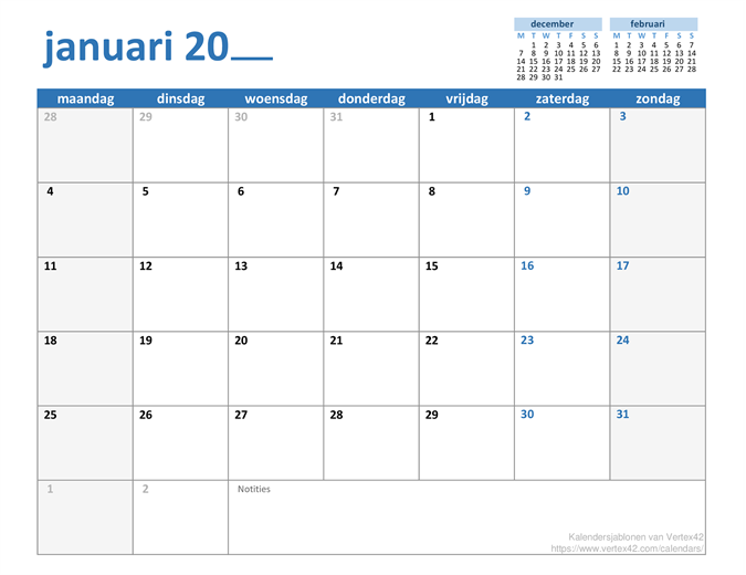 Maandelijkse kalender voor elk jaar Maandelijkse kalender voor elk jaar