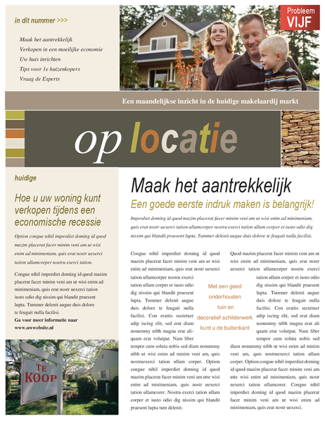Nieuwsbrief makelaardij (4 pagina's) Nieuwsbrief makelaardij (4 pagina's)