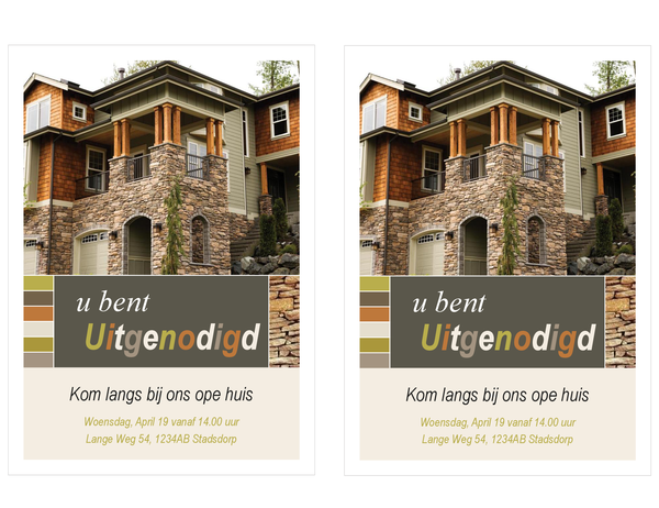 Open huis uitnodiging onroerend goed (2 per pagina) Open huis uitnodiging onroerend goed (2 per pagina)
