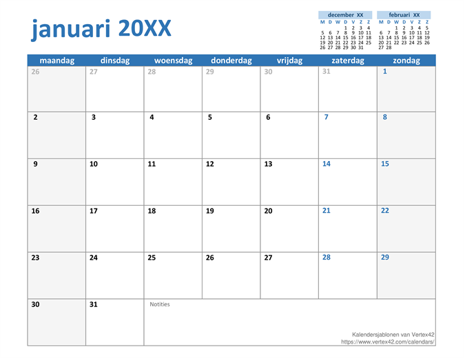 Kalender 2020 Gratis Afdrukken