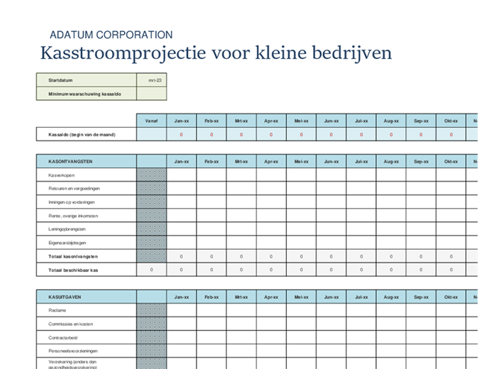 Kasstroomprojectie voor kleine bedrijven Kasstroomprojectie voor kleine bedrijven