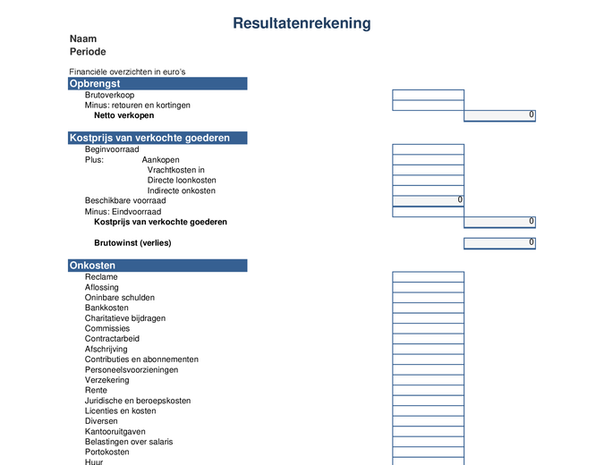 Resultatenrekening 1 jaar Resultatenrekening 1 jaar