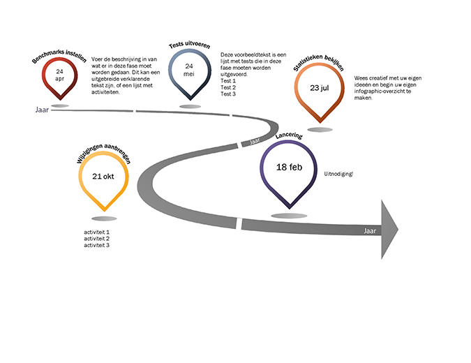 Infographic-tijdlijn met mijlpalen Infographic-tijdlijn met mijlpalen