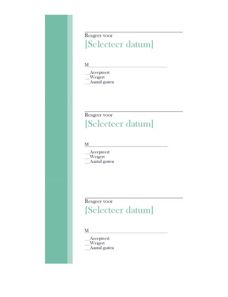 Antwoordkaarten bruiloft (3 per pagina) Antwoordkaarten bruiloft (3 per pagina)