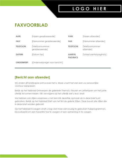 Faxvoorblad met krachtig logo Faxvoorblad met krachtig logo