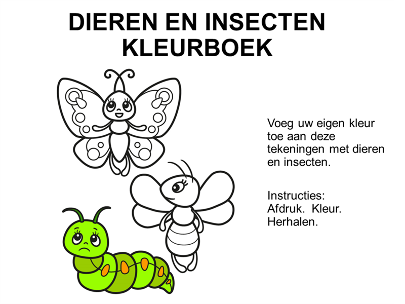 Dieren en insecten kleurboek Dieren en insecten kleurboek