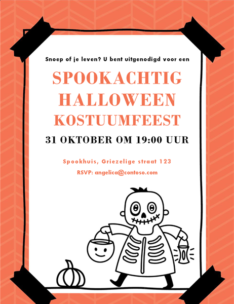 Halloween-uitnodiging met skelet Halloween-uitnodiging met skelet