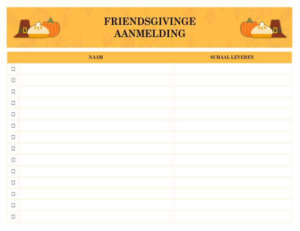 Aanmelding voor Friendsgiving Aanmelding voor Friendsgiving