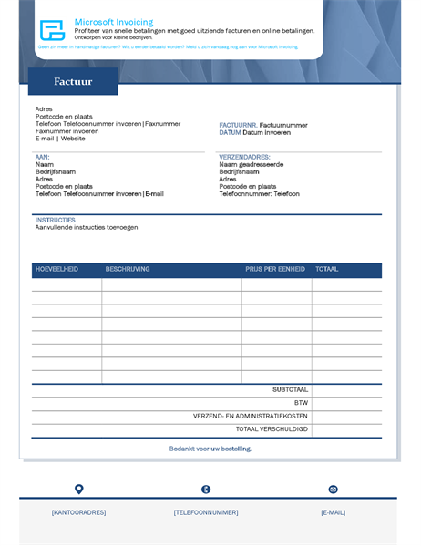 Standaard facturering met Microsoft Invoicing Standaard facturering met Microsoft Invoicing