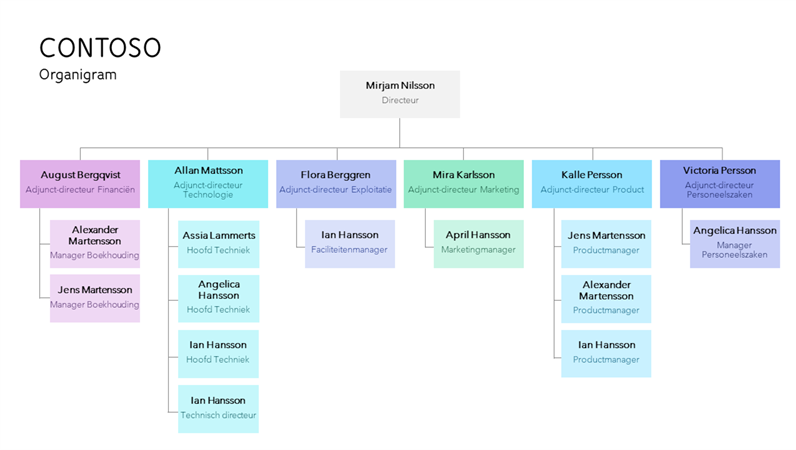 Organigram met kleurcodes Organigram met kleurcodes