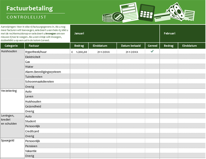Controlelijst voor factuurbetaling Controlelijst voor factuurbetaling