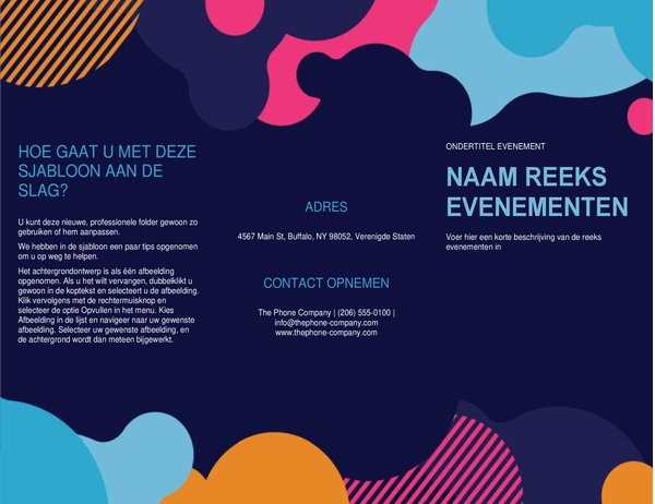 Evenementbrochure met levendige vormen Evenementbrochure met levendige vormen