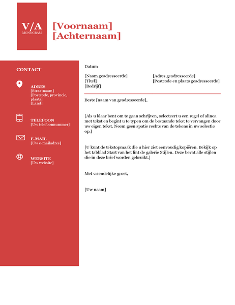 Begeleidende brief vet monogram Begeleidende brief vet monogram