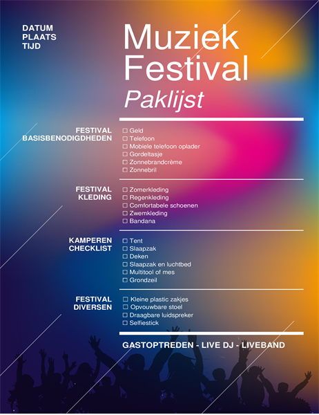 Paklijst voor muziekfestival Paklijst voor muziekfestival