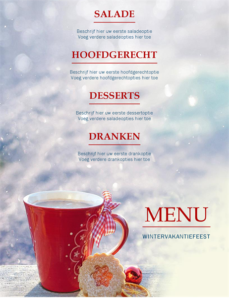 Wintervakantie feestmenu Wintervakantie feestmenu