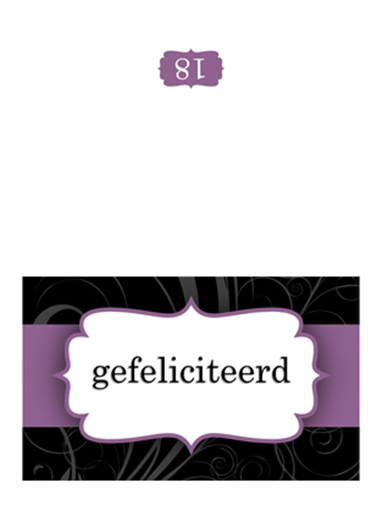 Verjaardagskaart (ontwerp met paars lint, dubbel gevouwen) Verjaardagskaart (ontwerp met paars lint, dubbel gevouwen)