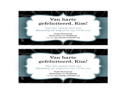 Uitnodiging voor een feest (ontwerp met blauw lint, 2 per pagina) Uitnodiging voor een feest (ontwerp met blauw lint, 2 per pagina)
