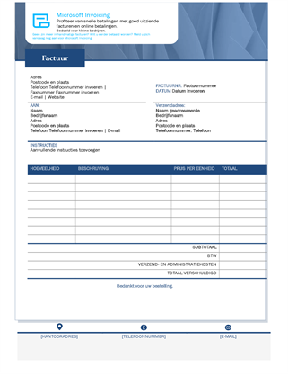 Standaardverkoopfactuur met Microsoft Invoicing Standaardverkoopfactuur met Microsoft Invoicing